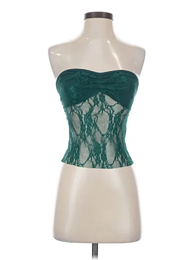 Pre-owned Shein Tube Top Teal Strapless Neckline Tops In Blue