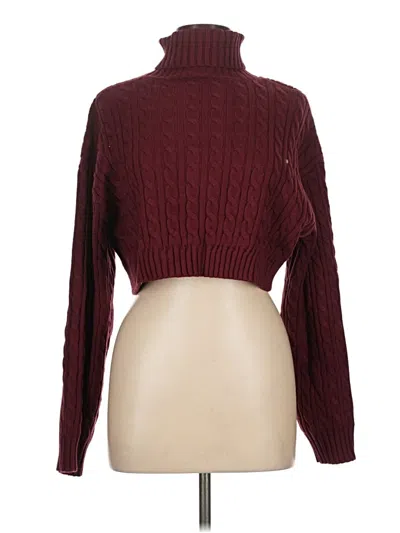 Pre-owned Shein Turtleneck Sweater In Burgundy