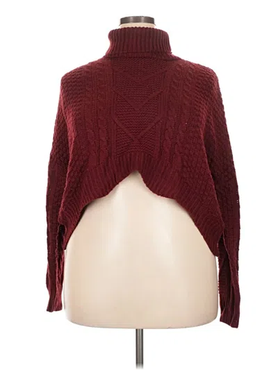 Pre-owned Shein Turtleneck Sweater In Burgundy