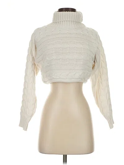 Pre-owned Shein Turtleneck Sweater In White