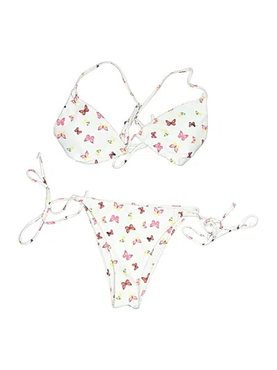 Pre-owned Shein Two Piece Swimsuit In White