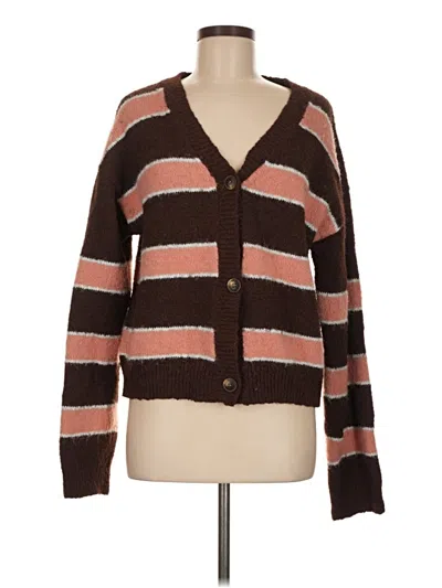 Pre-owned Shein Wool Cardigan Sweater In Brown