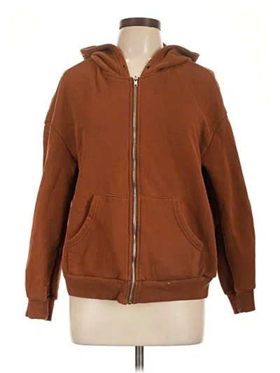 Pre-owned Shein Zip Up Hoodie In Brown