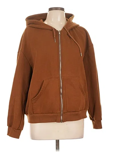 Pre-owned Shein Zip Up Hoodie In Brown