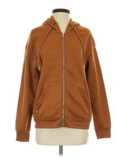 Pre-owned Shein Zip Up Hoodie In Brown