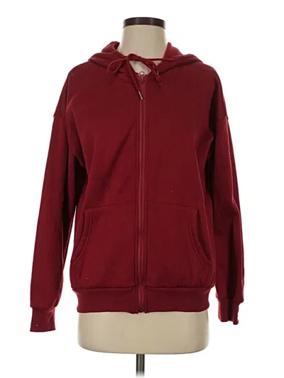 Pre-owned Shein Zip Up Hoodie In Burgundy