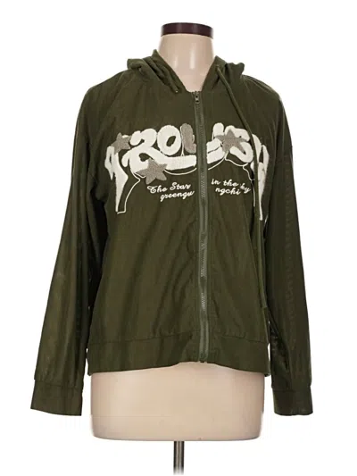 Pre-owned Shein Zip Up Hoodie In Green