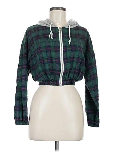 Pre-owned Shein Zip Up Hoodie In Green
