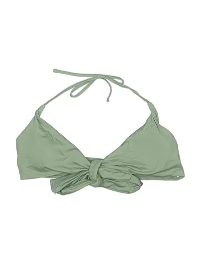 Pre-owned Shekini Swimsuit Top Green Solid Pattern Swimwear