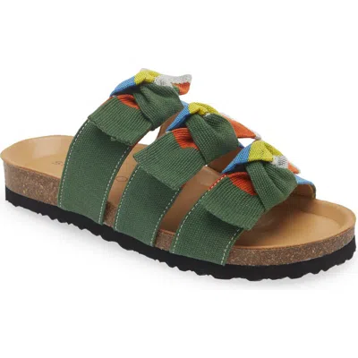 Shekudo Espargos Knotted Slide Sandal In Green/blue/white