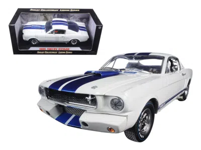 Shelby Collectibles 1965 Ford Mustang Shelby Gt350r White With Blue Stripes And Printed Carroll Shelby's Signature On Th