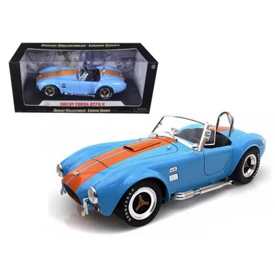 Shelby Collectibles 1965 Shelby Cobra 427 S & C Blue With Orange Stripes 1-18 Diecast Model Car