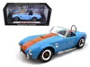 Shelby Collectibles 1965 Shelby Cobra 427 S/c Blue With Orange Stripes 1/18 Diecast Model Car By
