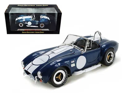 Shelby Collectibles 1965 Shelby Cobra 427 S/c Dark Blue Metallic With White Stripes With Printed Carroll Shelby's Signat