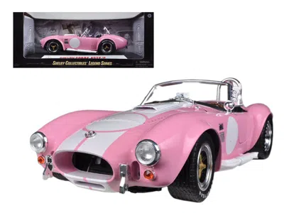 Shelby Collectibles 1965 Shelby Cobra 427 S/c Pink With White Stripes With Printed Carroll Shelby Signature's On The Tru In Purple