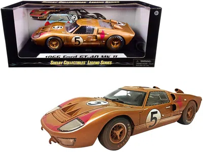 Shelby Collectibles 1966 Ford Gt-40 Mk Ii #5 Gold After Race (dirty Version) 1/18 Diecast Model Car By Shelby Collectibl In Brown