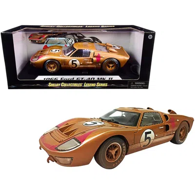 Shelby Collectibles 1966 Ford Gt-40 Mk Ii No.5 Gold After Race Dirty Version 1 By 18 Scale Diecast Model Car