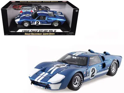 Shelby Collectibles 1966 Ford Gt40 Gt 40 Mark Ii #2 Blue 12 Hours Of Sebring 1/18 Diecast Car Model By Shelby Collectibl