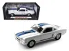 Shelby Collectibles 1966 Ford Mustang Shelby Gt350 White With Blue Stripes 1/18 Diecast Model Car By