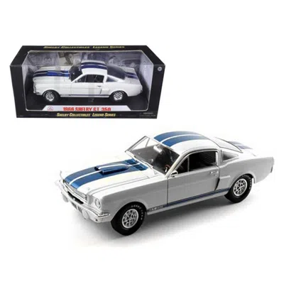 Shelby Collectibles 1966 Ford Shelby Mustang Gt 350 White With Blue Stripes 1-18 Diecast Car Model
