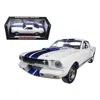 Shelby Collectibles 1966 Ford Shelby Mustang Gt 350r White & Blue Stripes With Printed Carroll Shelby Signature On The R