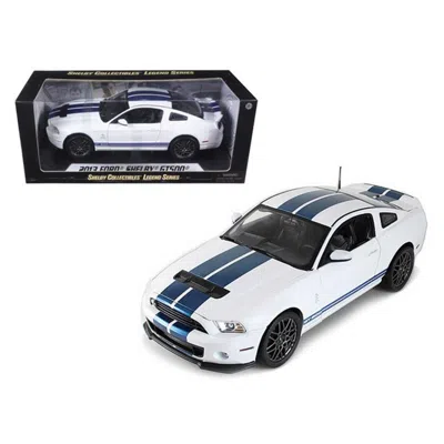 Shelby Collectibles 2013 Ford Shelby Cobra Gt500 Svt White With Blue Stripes 1-18 Diecast Car Model