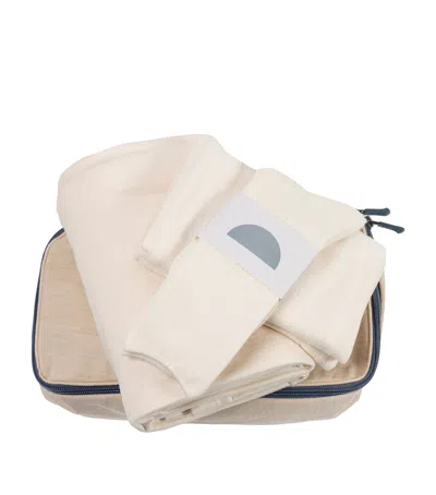 Shelep Merino Jersey Pillow, Blanket And Socks Travel Set In Ivory
