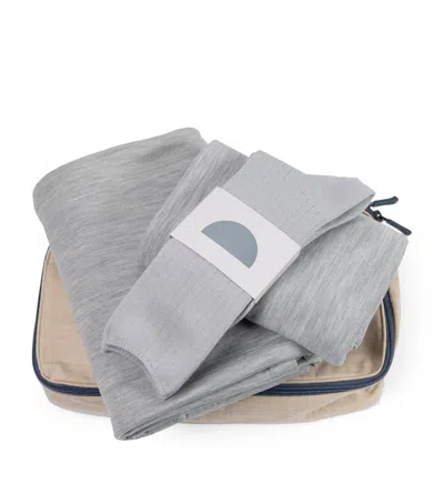 Shelep Merino Pillow, Blanket And Socks Travel Set In Grey