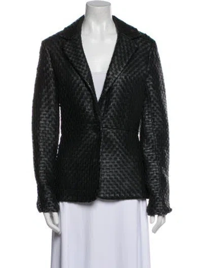 Pre-owned Sheri Bodell Leather Blazer In Green