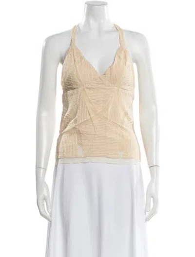 Pre-owned Sheri Bodell Patterned Halterneck Top In Neutral