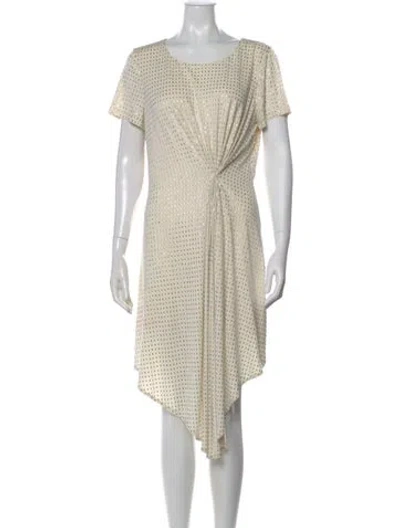 Pre-owned Sheri Bodell Polka Dot Print Midi Length Dress W/ Tags In Neutral