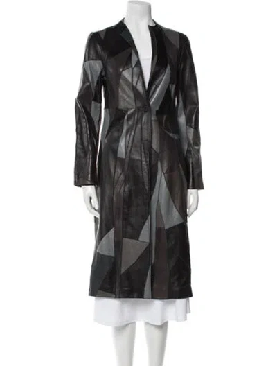 Pre-owned Sheri Bodell Printed Trench Coat In Black