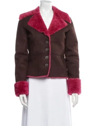 Pre-owned Sheri Bodell Shearling Colorblock Pattern Fur Jacket In Multi