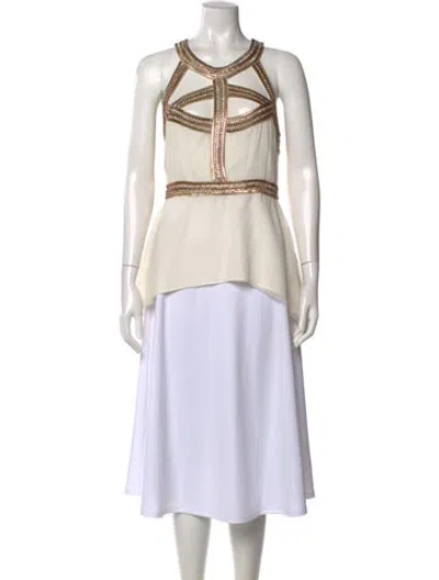 Pre-owned Sheri Bodell Silk Halterneck Top In Neutral
