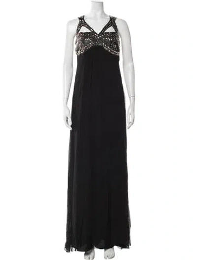 Pre-owned Sheri Bodell Silk Long Dress In Black