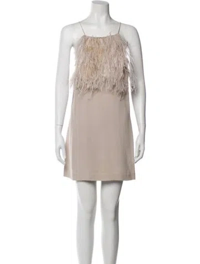 Pre-owned Sheri Bodell Silk Mini Dress In Neutral