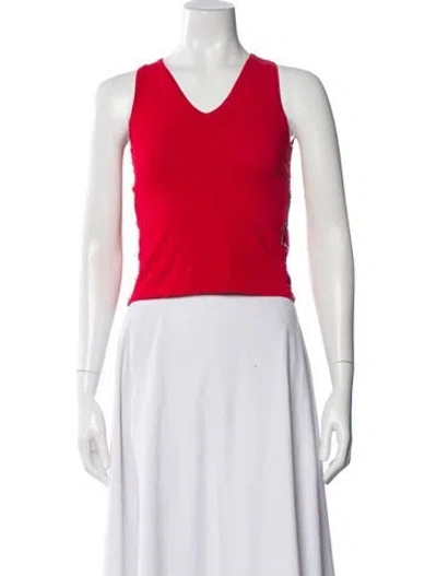 Pre-owned Sheri Bodell V-neck Sleeveless Top In Red