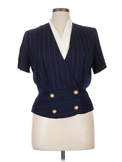 Pre-owned Sheri Martin New York Woman Short Sleeve Blouse In Blue