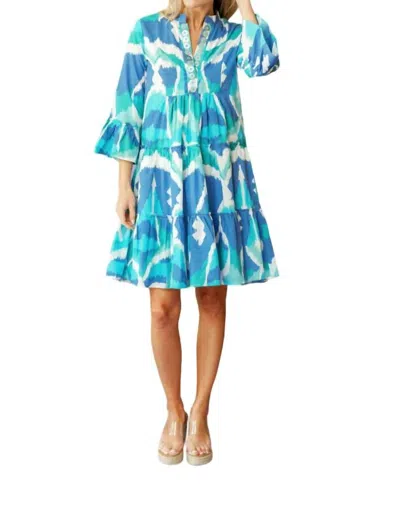 Sheridan French Caty Dress In Cerulean Watercolor Ikat In Multi