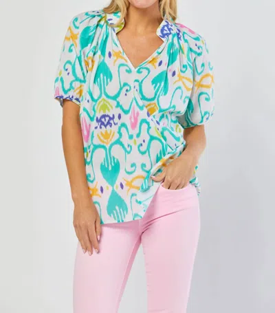 Sheridan French Dana Blouse In Tropical Ikat In Multi
