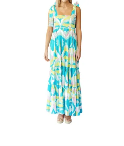 Sheridan French Kelly Dress In Pool Blue Watercolor Ikat In Multi