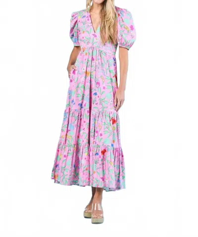 Sheridan French Margot Dress In Pink Wildflower In Multi