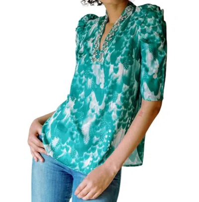 Sheridan French Natalie Blouse In Emerald Plume In Multi