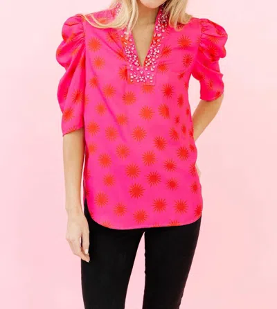 Sheridan French Natalie Blouse In Lipstick Twinkle In Multi