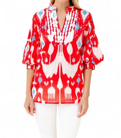 Sheridan French Olive Tunic In Firecracker Ikat In Multi