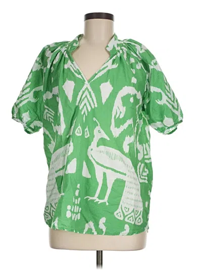 Pre-owned Sheridan French Short Sleeve Blouse In Green