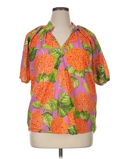 Pre-owned Sheridan French Short Sleeve Blouse In Orange