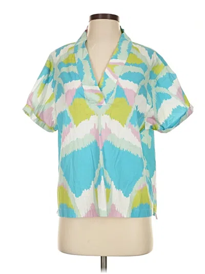 Pre-owned Sheridan French Short Sleeve Blouse In Teal