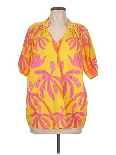 Pre-owned Sheridan French Short Sleeve Blouse In Yellow