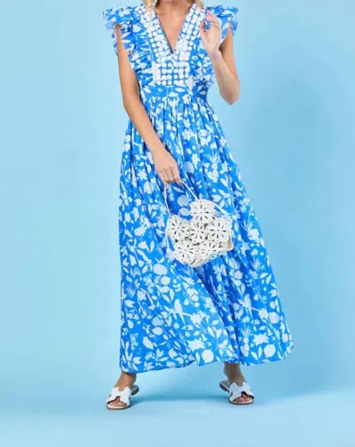 Sheridan French Stacey Dress In Azul Wildflower In Blue